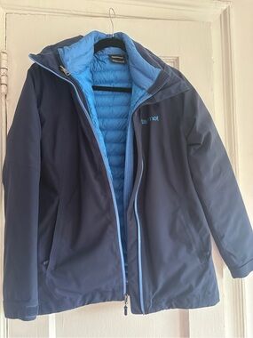 Marmot Women Navy Shell with Light Blue Insulated Liner Jacket size S
